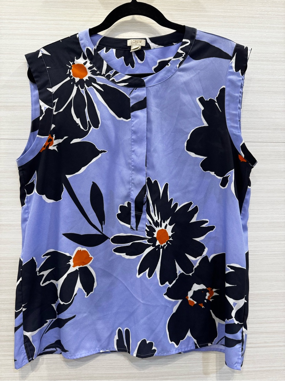 J. Crew Periwinkle Blue Floral Sleeveless Popover Top size 12